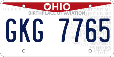 OH license plate GKG7765