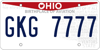 OH license plate GKG7777