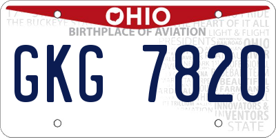 OH license plate GKG7820