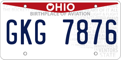 OH license plate GKG7876