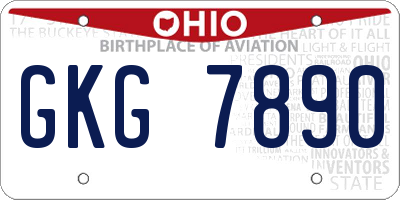 OH license plate GKG7890