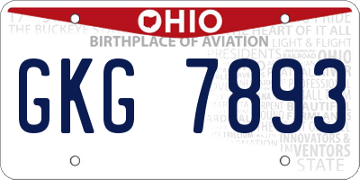 OH license plate GKG7893