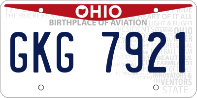 OH license plate GKG7921