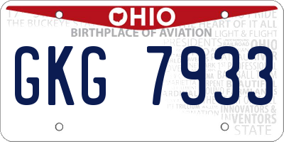 OH license plate GKG7933