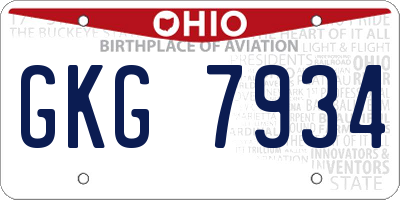 OH license plate GKG7934