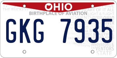 OH license plate GKG7935