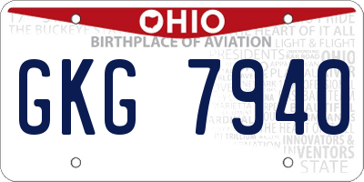 OH license plate GKG7940