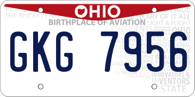 OH license plate GKG7956