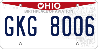 OH license plate GKG8006