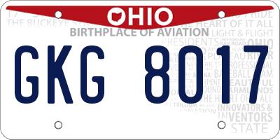 OH license plate GKG8017
