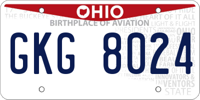 OH license plate GKG8024