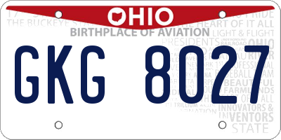 OH license plate GKG8027