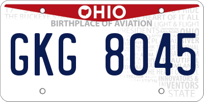 OH license plate GKG8045