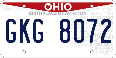 OH license plate GKG8072