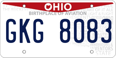 OH license plate GKG8083