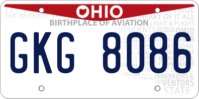 OH license plate GKG8086