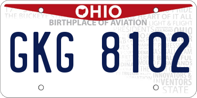 OH license plate GKG8102