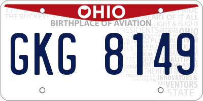 OH license plate GKG8149