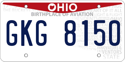 OH license plate GKG8150