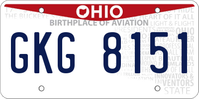 OH license plate GKG8151