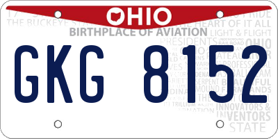 OH license plate GKG8152