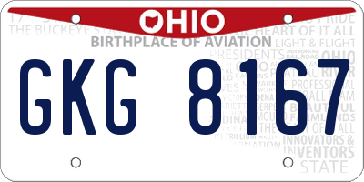 OH license plate GKG8167