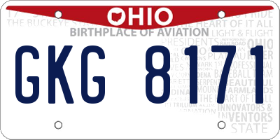 OH license plate GKG8171