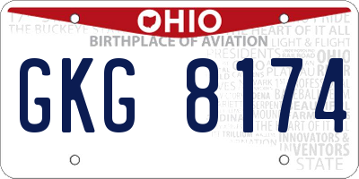 OH license plate GKG8174