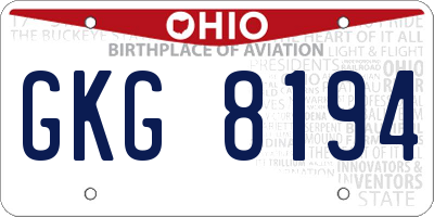 OH license plate GKG8194