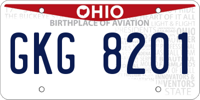 OH license plate GKG8201