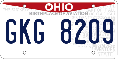 OH license plate GKG8209