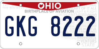 OH license plate GKG8222