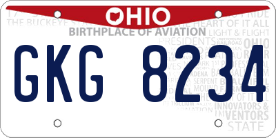 OH license plate GKG8234