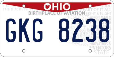OH license plate GKG8238
