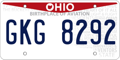 OH license plate GKG8292