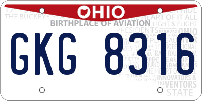 OH license plate GKG8316