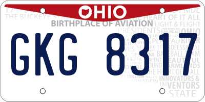 OH license plate GKG8317