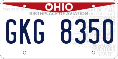 OH license plate GKG8350