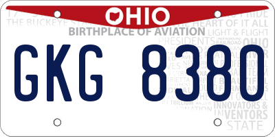 OH license plate GKG8380