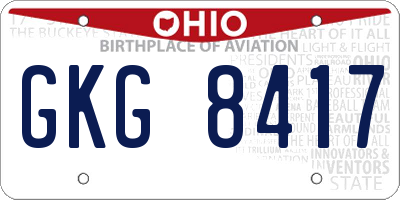 OH license plate GKG8417