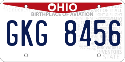 OH license plate GKG8456