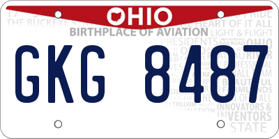 OH license plate GKG8487