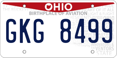 OH license plate GKG8499
