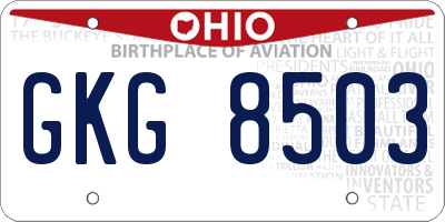 OH license plate GKG8503
