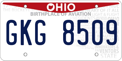OH license plate GKG8509