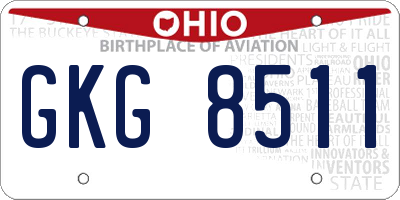 OH license plate GKG8511