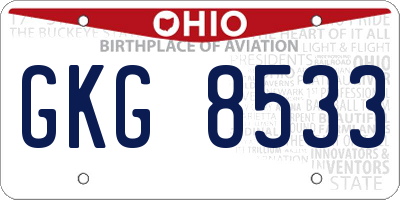 OH license plate GKG8533
