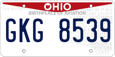 OH license plate GKG8539
