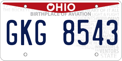 OH license plate GKG8543