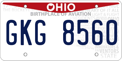 OH license plate GKG8560